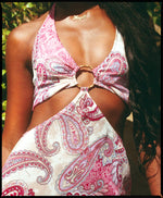Load image into Gallery viewer, Paisley Lumière Short Halter Dress
