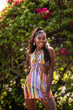 Load image into Gallery viewer, Lumière Short Monochramtic Halter Dress
