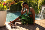 Load image into Gallery viewer, Lumière Palm Tree Long Halter Dress
