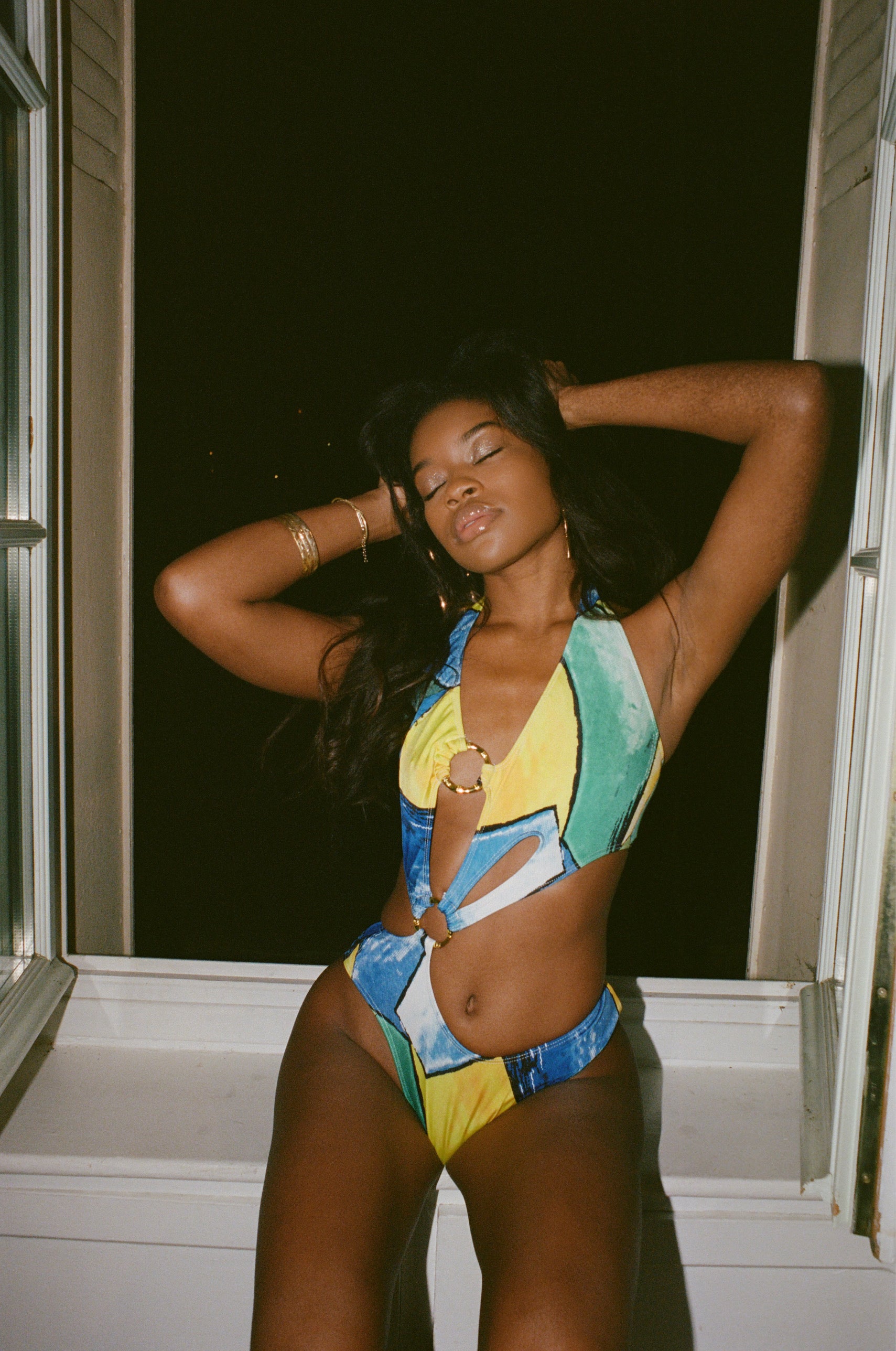 Blue and Yellow Ciao Ring Swimsuit