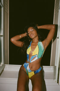 Blue and Yellow Ciao Ring Swimsuit